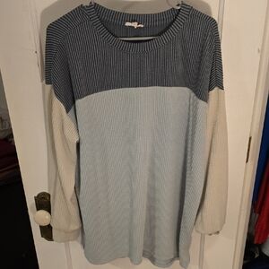 Maurices Striped Blue and Cream Sweater